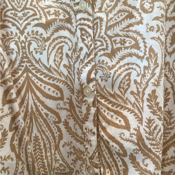 LOFT top ladies large brown print with button down and open neck top - Picture 3 of 5